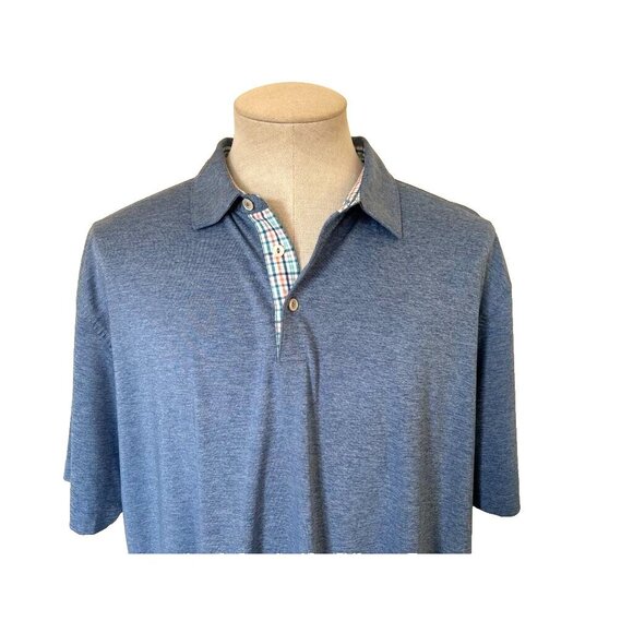 PETER MILLAR Short Sleeve Polo Shirt Size XL Blue Tonto Verde Golf Course Logo - Picture 2 of 8